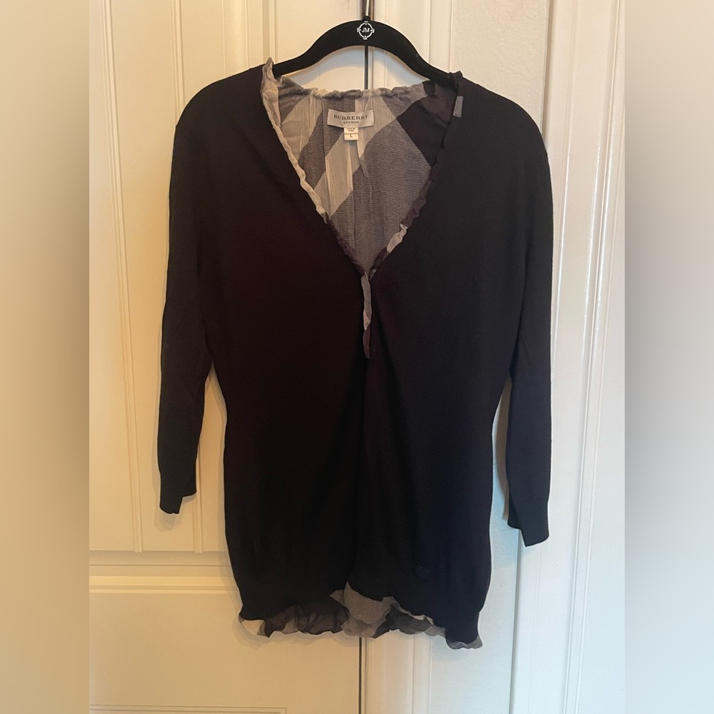 Burberry 3 button Black classic plaid Sweater Large